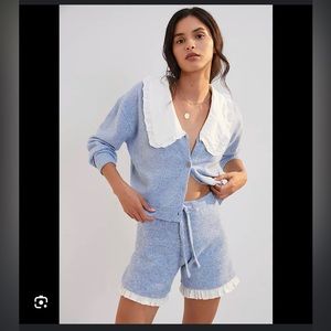 Anthropologie Daily Practice Ruffled Knit Lounge Set XS